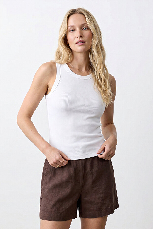 Thick-Strap Ribbed Tank Top