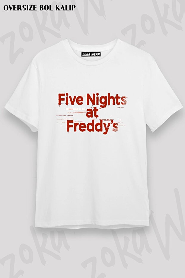 Unisex Loose Fit Fnaf Five Nights V7 Printed T-Shirt