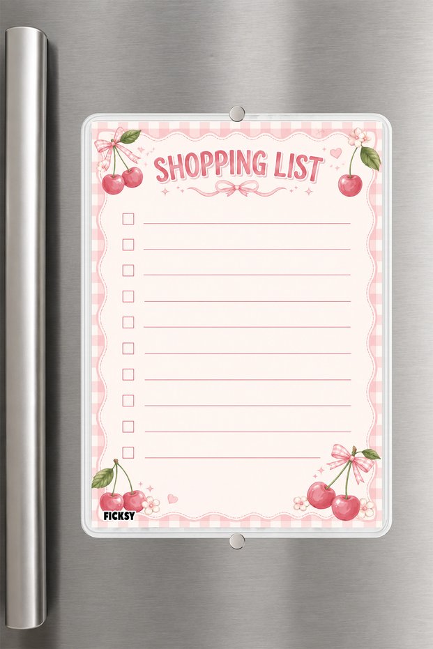 Shopping List - A5 - Magnetic - Pvc - Refrigerator Note Holder & Desktop - Summer Erase - Planner
