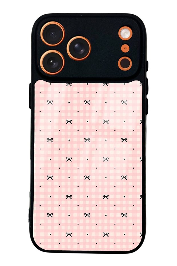 iPhone 17 Pro Max Glossy Phone Case with Pink Coquette Pattern Design