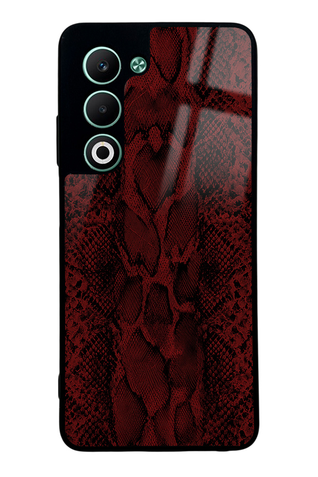 Oppo A5 5g Red Leather Design Glossy Phone Case