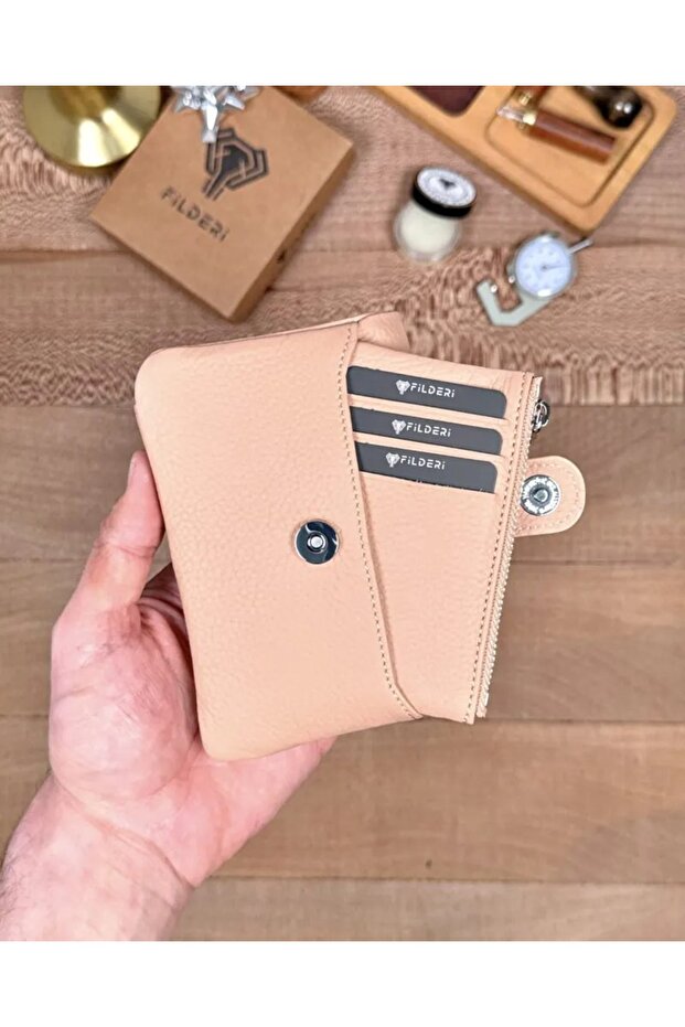 Genuine Leather Card Holder Zippered Small Women's Wallet 2152