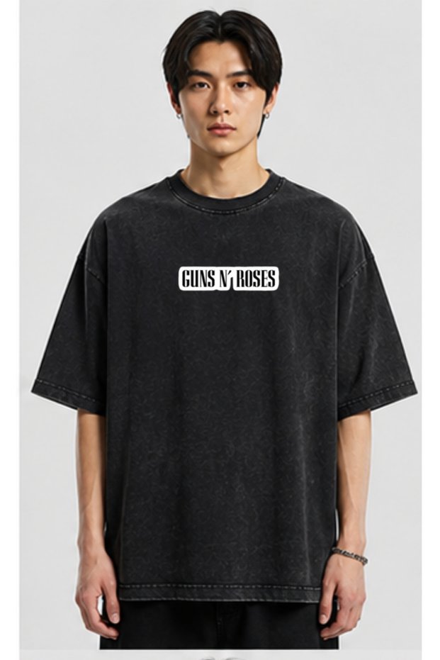 Guns N' Roses Printed Washable Oversize T-Shirt Unisex Axl Rose Slash Vintage Design Tshirt