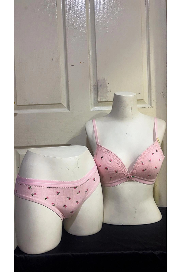 Women's Cotton Patterned Non-Padded Supportless Bra Set