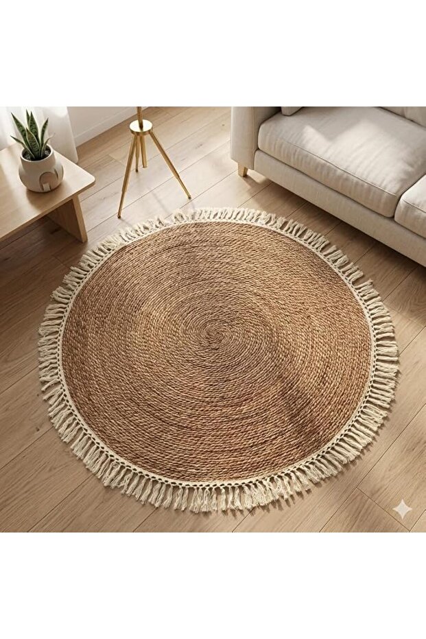 Round Jute Rug Handwoven Natural Area Carpet – 100% Eco-Friendly Braided Floor Mat