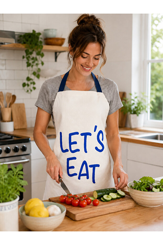 Kitchen Apron 70X65 cm Tie-On Printed Cream Color Cooking Apron