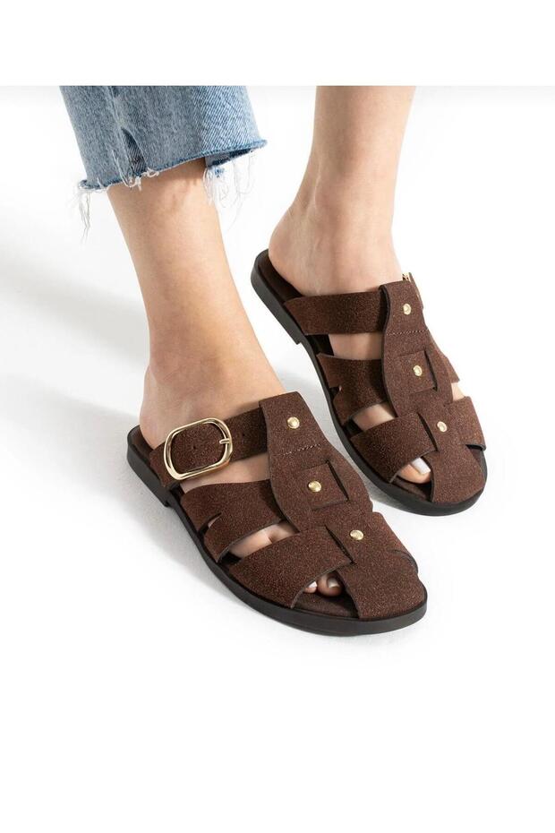 Coffee-Colored Front Closed Slippers