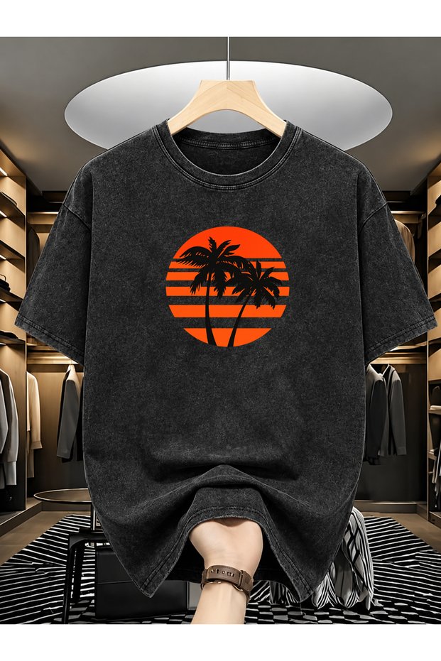 Acid Washed Oversize Unisex T-Shirt Washed Vintage Street Style Street Fashion Cotton Comfortable Fit Daily Wear T-Shirt