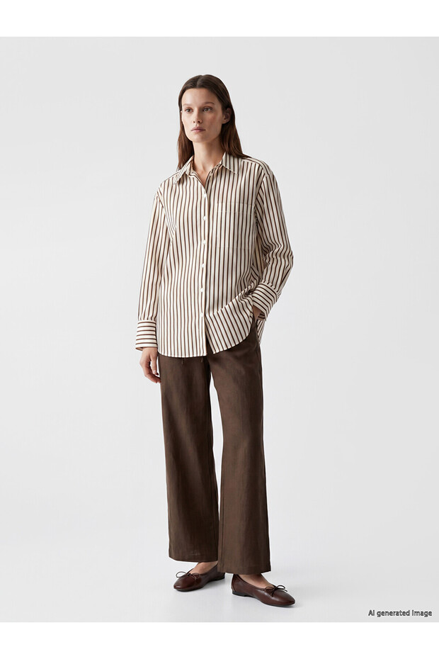Nevavm Women's 100% Linen Trousers with Elastic Waist