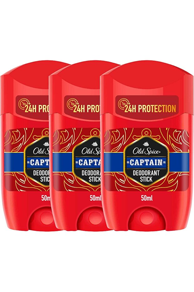 Captain Deodorant Stick For Men, 3 x 50 ml
