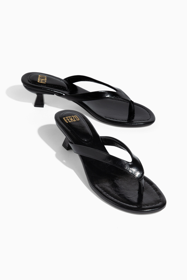 Black Flip-Flop Heeled Slippers Daily Orthopedic Women's Sandals