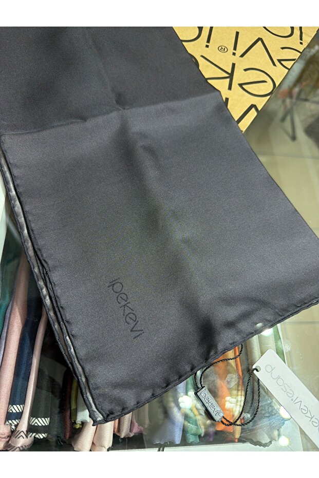 Plain Twill Silk Scarf Anthracite 01116
