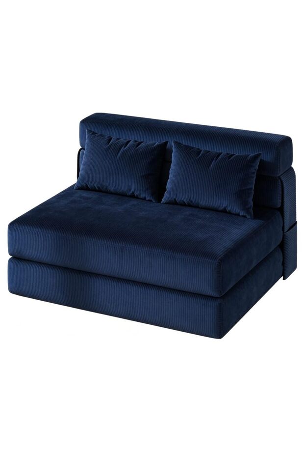 Compact 2-in-1 Sofa Bed – Convertible Folding Design with High-Density Foam – Ideal for Small Spaces – Includes Cushions – Stylish Deep Blue Color