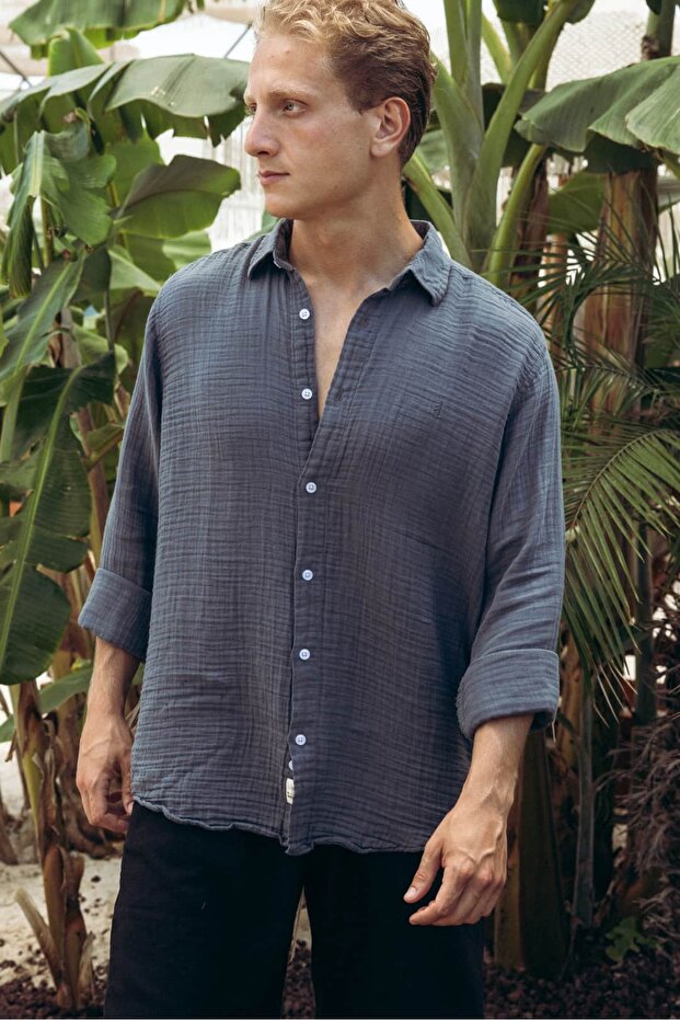 New Season Embroidery Logo Muslin Shirt