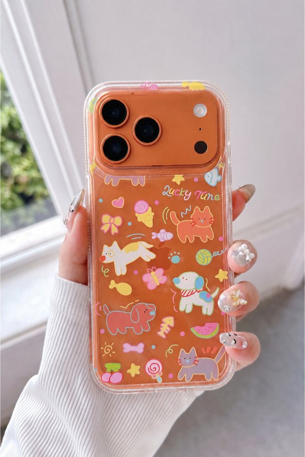 Cute Dog Pattern Phone Case Compatible with iPhone 17 Pro Max / 18 Pro Max Transparent Edge Shock Absorbing Case