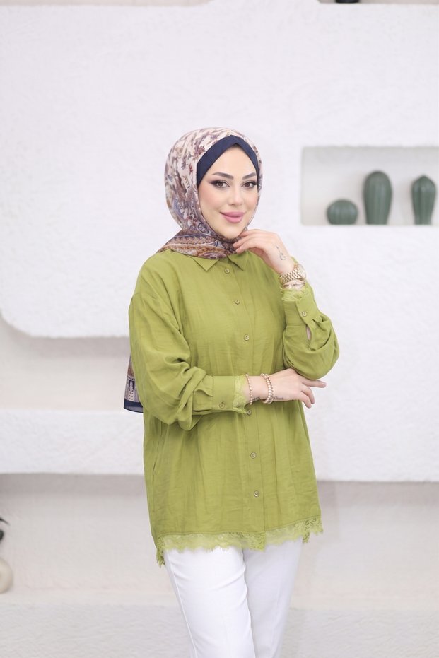 6394 - Stylish, Comfortable Viva Lace Detailed Women's Shirt