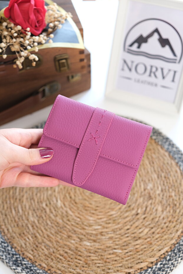 Star Stitched Genuine Leather Women's Wallet 1372