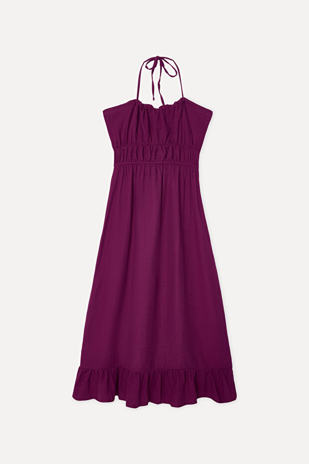 Women's Plum Flared Sleeveless Mini Dress