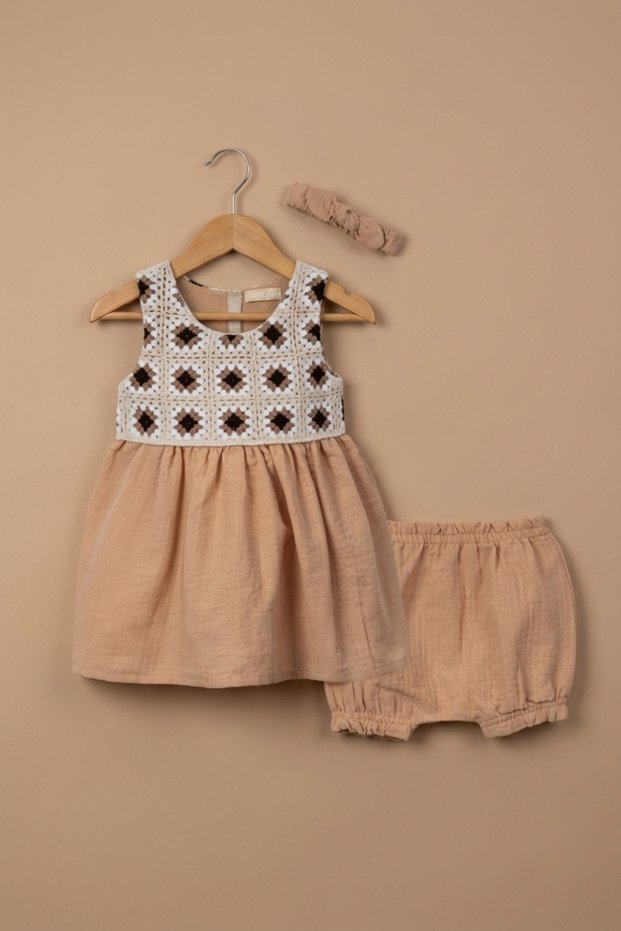 Girl's Knitted Dress Shorts Summer 2-Piece Set
