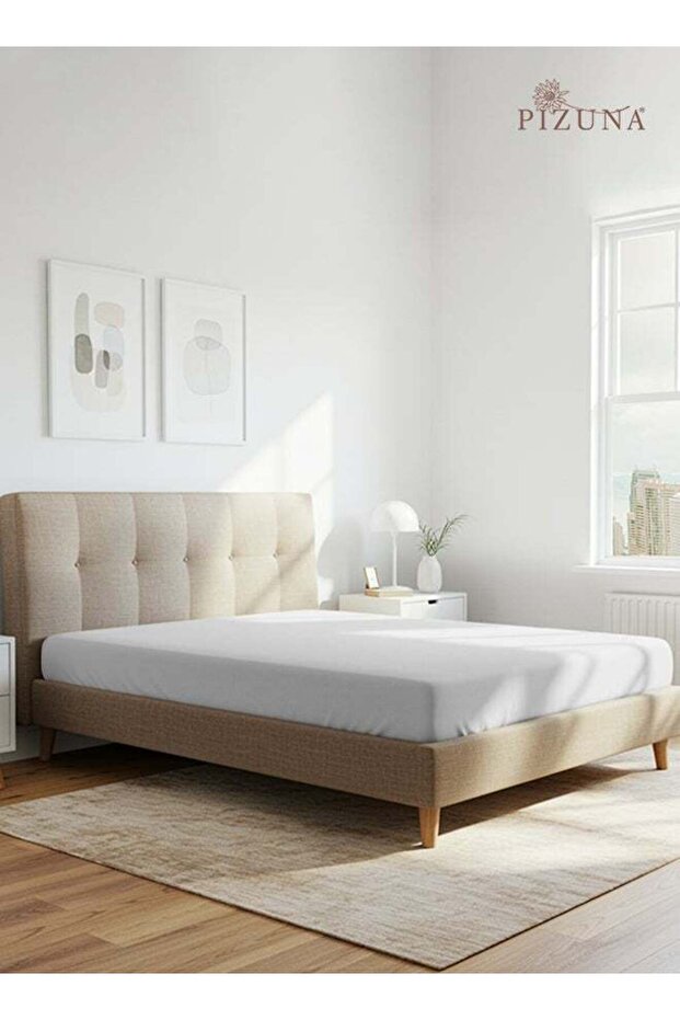 Pure Combed Cotton Fitted Bedsheet King Size 180x200 cm White, 400 Thread Count Cool Luxury Soft