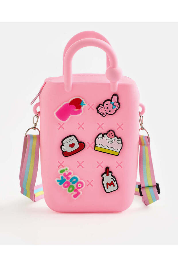 Women Pink Silicone Bag With Charms