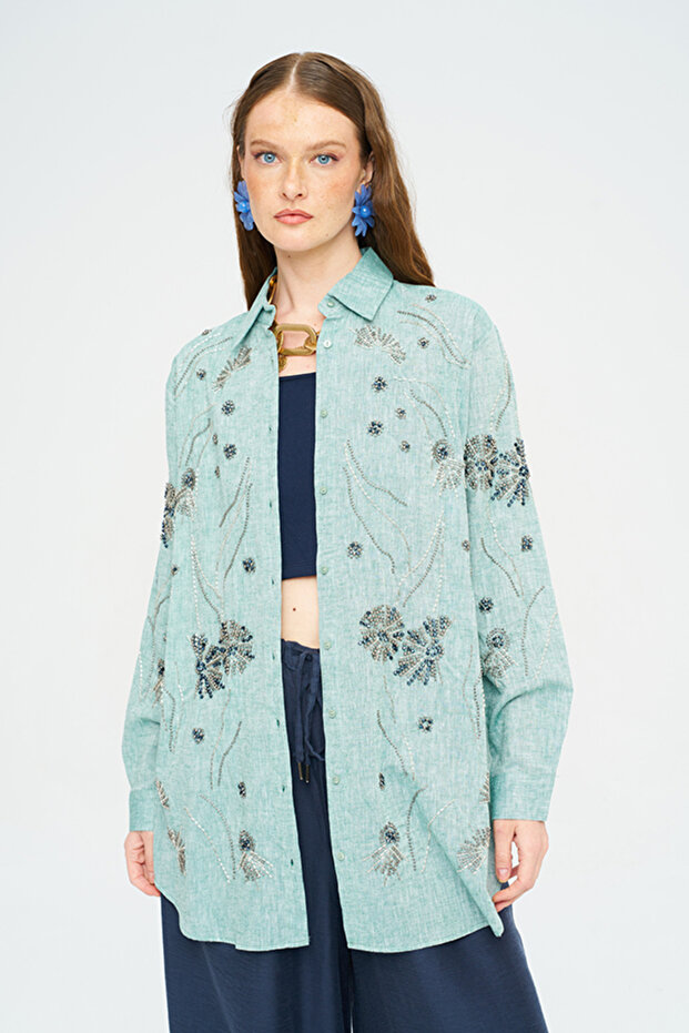 Women's Intensely Beaded Oversize Shirt