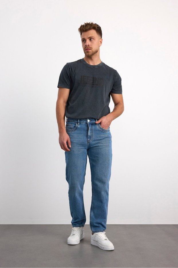 76082-70965 Men's Tapered Fit Mid Waist Slim Leg Denim Pants 76082-70965