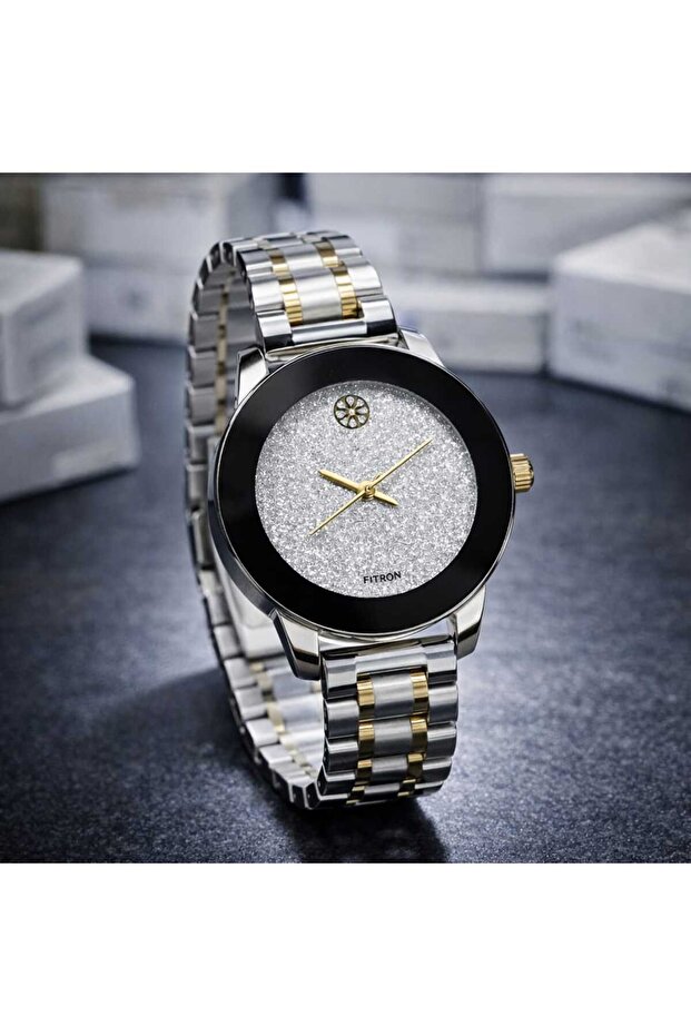Men’s Luxury Silver Gold Watch Black Dial Stylish Designer Wrist Watch