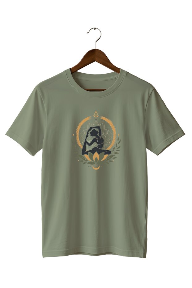Mandala and Lotus Printed Training T-Shirt Sports T-Shirt
