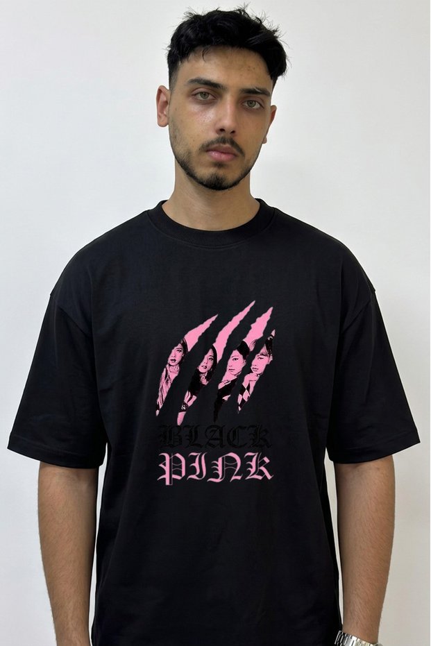 Blackpink Kpop_1 Design Printed Oversize Black T-Shirt