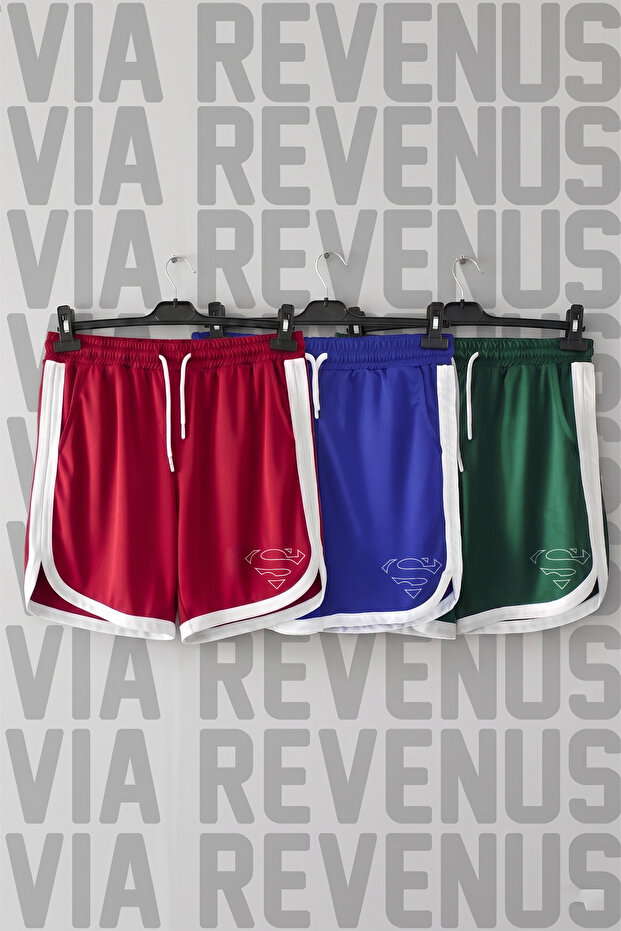 Printed Unisex Retro Varsity Daily Training Sports Shorts 3-Pack