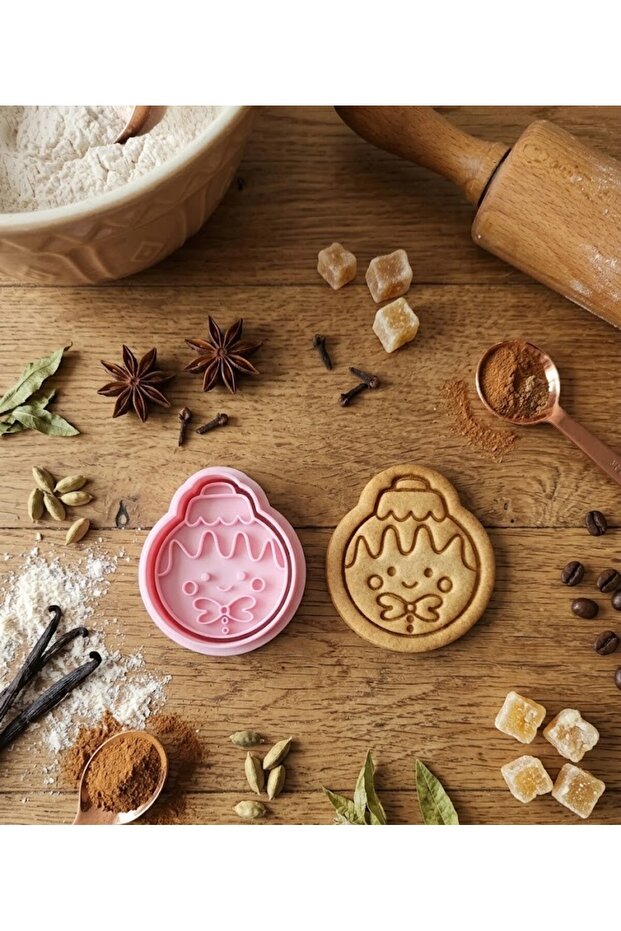 Smiling Face Christmas Themed Cookie Mold Set - Special Design Printing Mold
