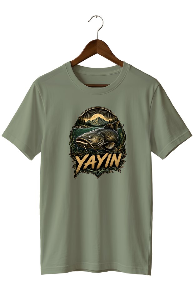 Catfish Printed Unisex T-Shirt Fishing Outdoor Fishing Themed Crew Neck T-Shirt