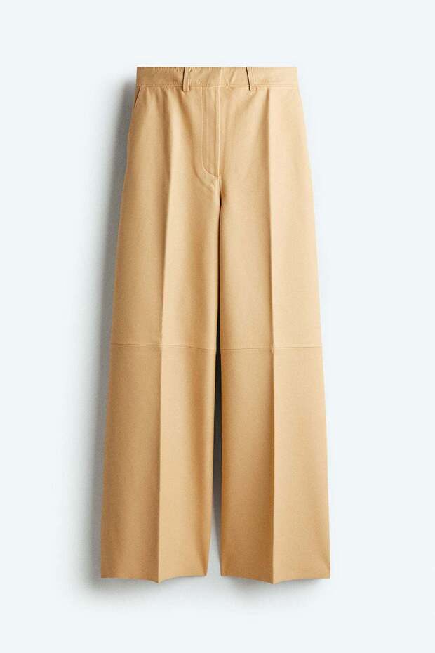Straight leather trousers