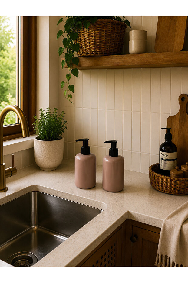Decorative 2-Piece Bohemian Style Kitchen Set Liquid Soap Dispenser and Detergent Dispenser Set Hand Soap Dispenser Dish Soap Dispenser Set