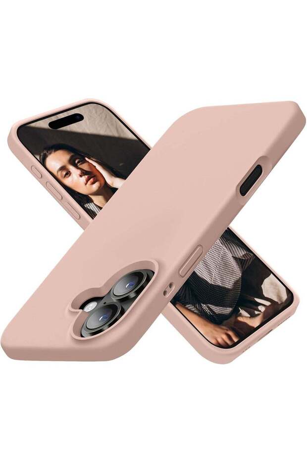 Premium Soft Liquid Silicone Case for iPhone 16 Plus – Silky Soft Touch Full-Body Protective Bumper (Sandy Pink)