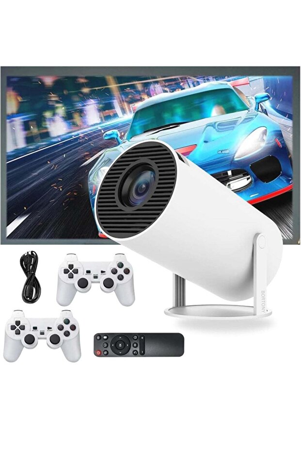 2-in-1 Video Game Mini Projector – 1080P Smart Projector with Controller, 64GB Storage, 10,000+ Retro Games, WiFi 6, and Bluetooth 5.0