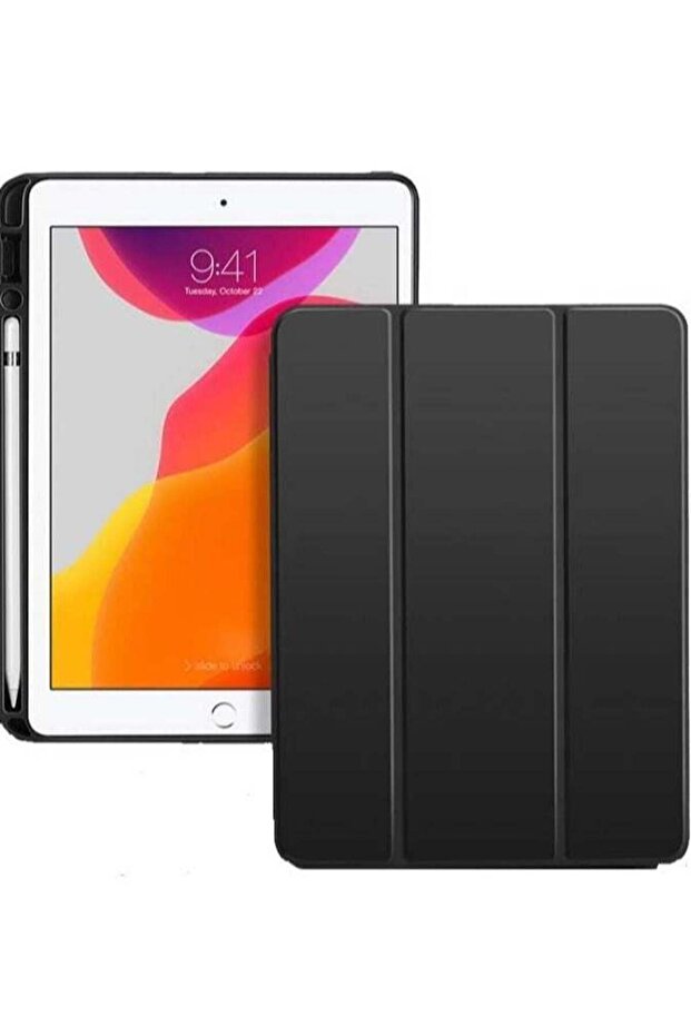 Soft Smart Case with Pencil Holder Foldable Stand for iPad 10.2" 9th/8th/7th Gen (Black)