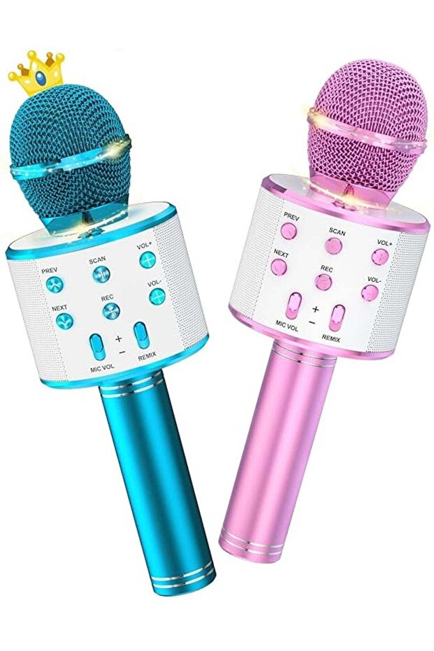 Kids Karaoke Microphone 2 Pack – Wireless Bluetooth Singing Mic with Portable Handheld Speaker