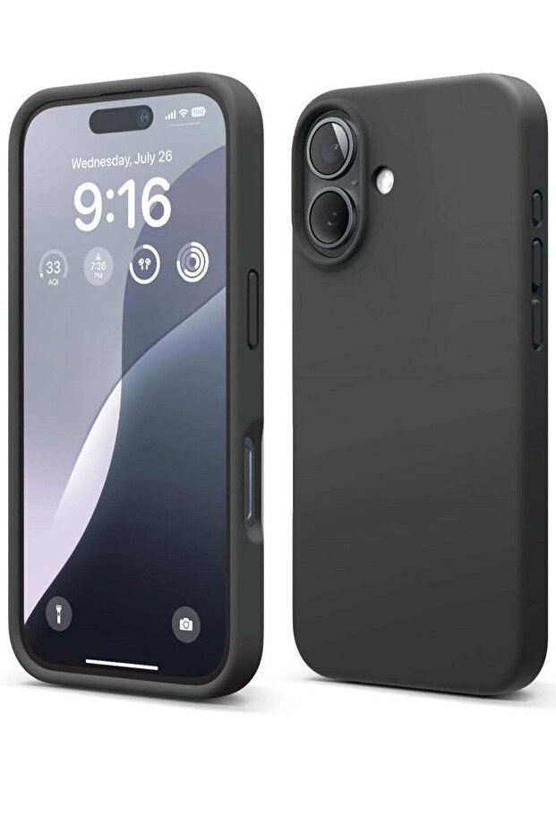 Liquid Silicone iPhone 16 Plus Case Cover - Full Body Protection, Shockproof, Slim, Anti-Scratch, Soft Microfiber Lining (Black)