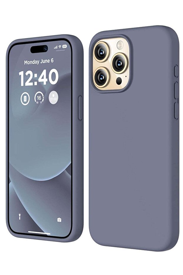 Compatible with iPhone 15 Pro Max Case, Liquid Silicone, Full Body Shockproof Cover, Lavender Gray