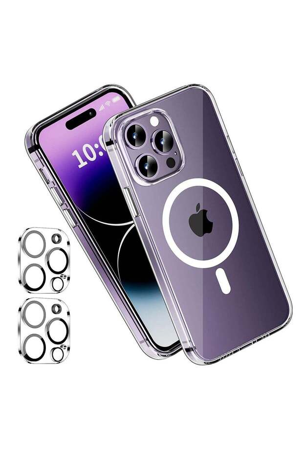 [3 in 1] Magnetic Clear Designed for iPhone 14 Pro Max Case [Compatible with MagSafe]