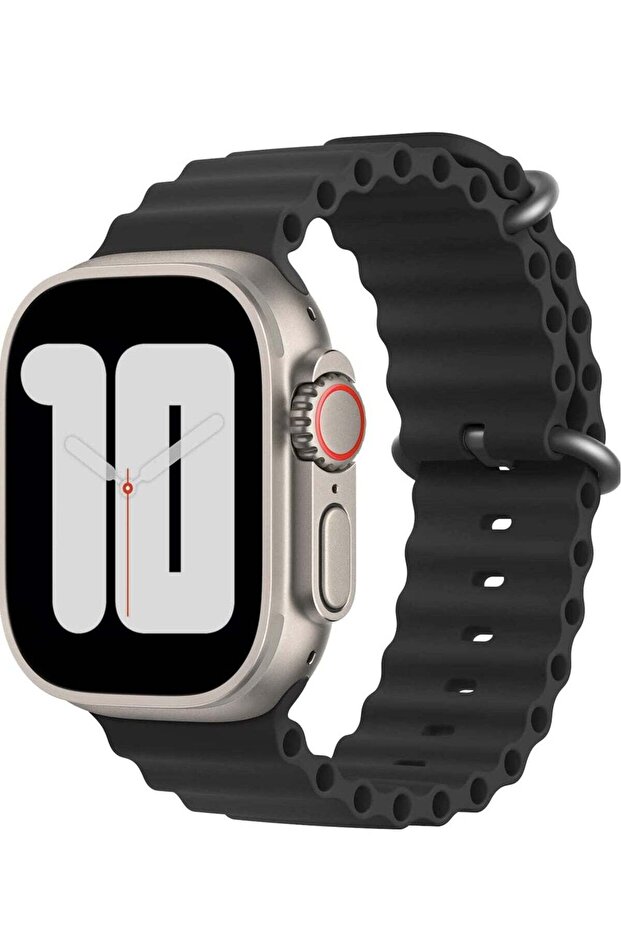Apple Watch Band Ultra 49mm 45mm 44mm 42mm, Adjustable Loop Silicone Sports Band, Black