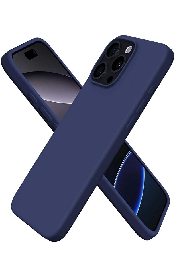 Soft Navy Blue Silicone iPhone 16 Pro Max Case - Durable, Anti-Scratch 6.9” Cover