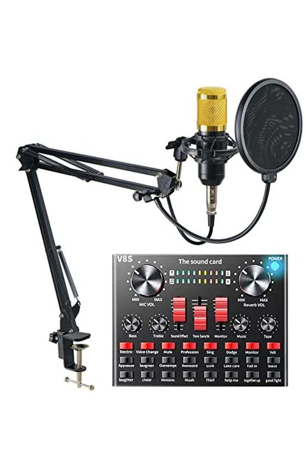 V8S Sound Card Upgraded VM-800 Condenser Microphone Set