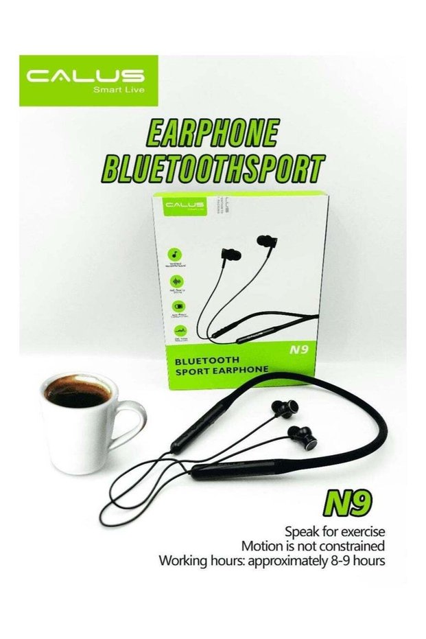 N9 Wireless Neckband Earphones – Bluetooth 5.3, Hi-Fi Stereo Sound, ENC Noise Reduction Mic, Flexible Lightweight Design & 8 Hours Battery Life – Black