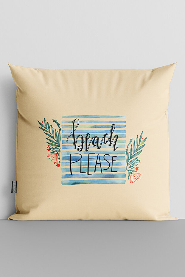 Brash Please Written Flowers Double-Sided Digital Printed Throw Pillow Cover - 3325