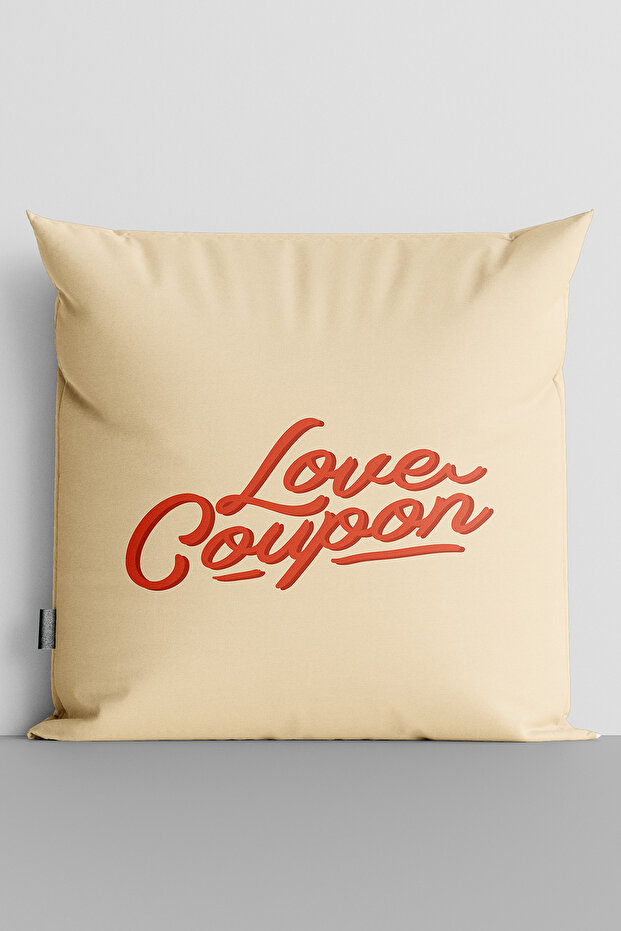 غطاء وسادة مطبوع رقميًا على الوجهين مكتوب عليه Love Coupon - 3461