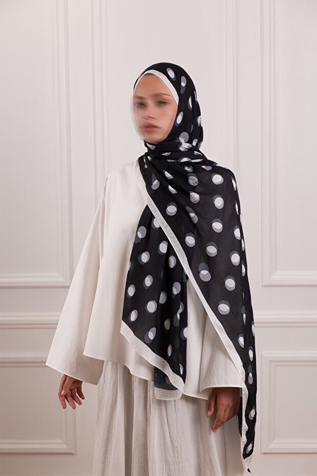 Polka Dot Patterned Muslin Shawl - 3