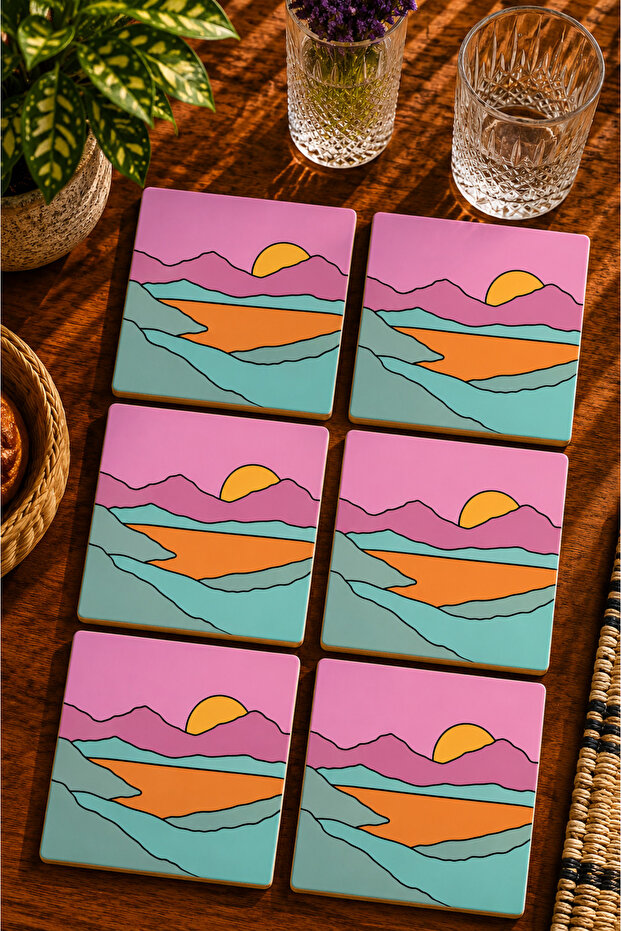 Modern Set of 6 Coasters - Uv Printing Mdf - 10X10 cm